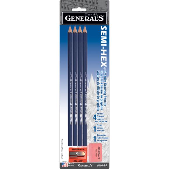 Semi-Hex Graphite Drawing Pencil Set