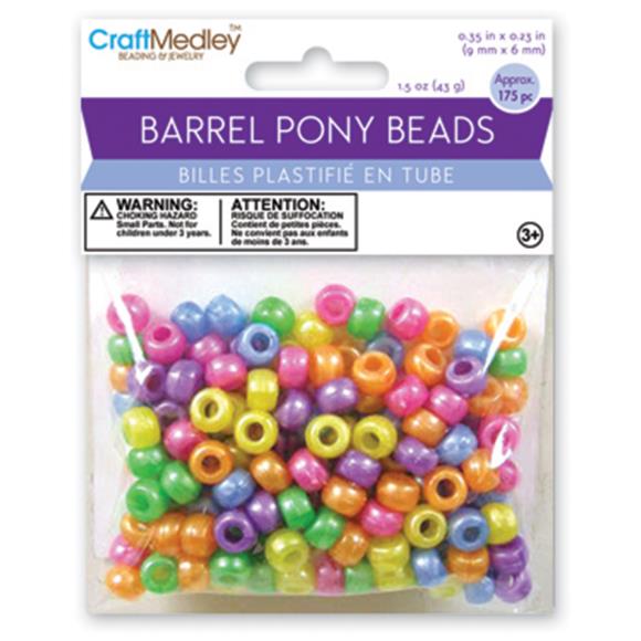 Barrel Pony Beads 6mmx9mm 175pc