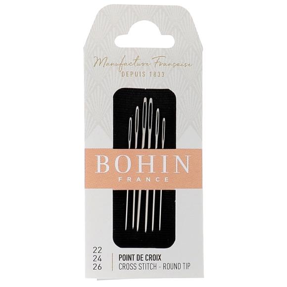 Bohin Cross Stitch Round Tip Needles  #22/24/26