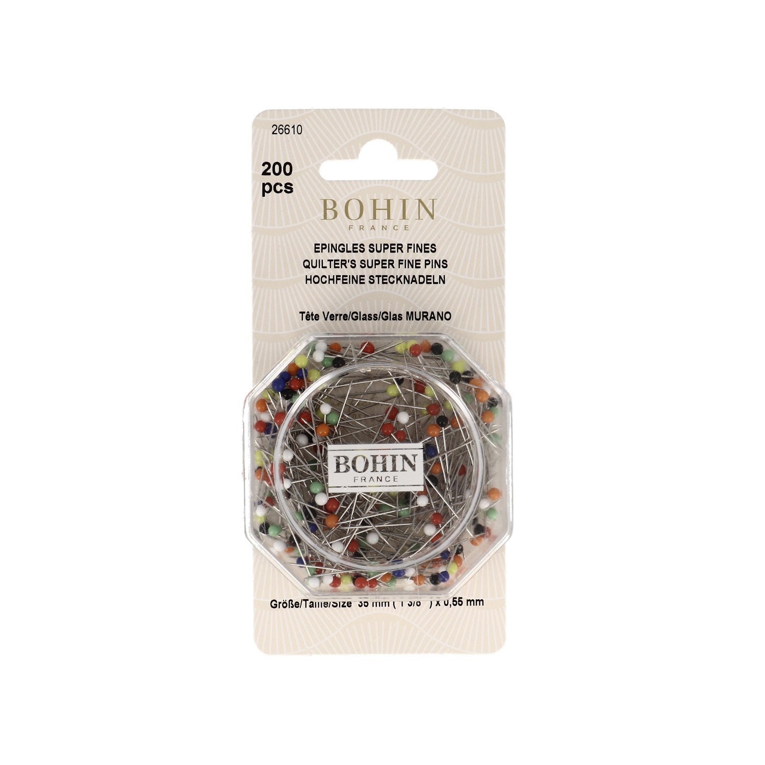 Bohin Glass Head Quilting Pins