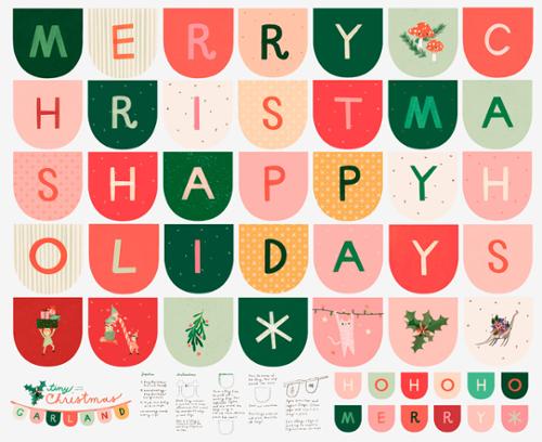 Tiny Christmas Garland Panel