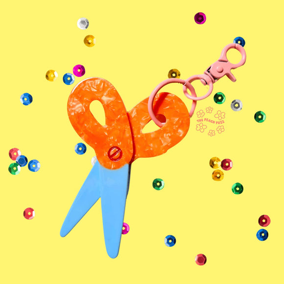 Peach Fuzz Scissors Bag Charm
