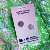 Purple Yarn Ball Enamel Earrings