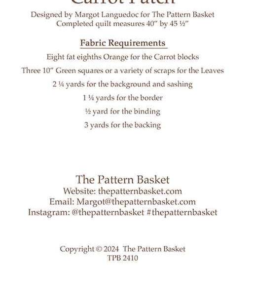 Carrot Patch Quilt Pattern