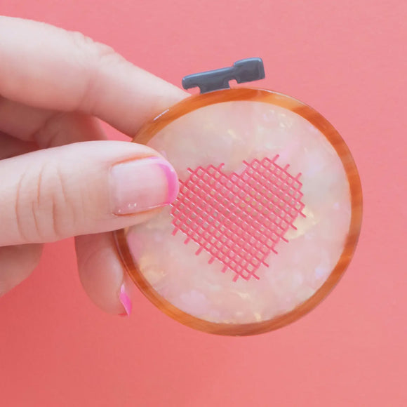 Cross Stitch Embroidery Hoop French Barette Hair Clip