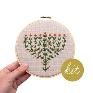 Flowering Menorah 6" Cross Stitch Kit