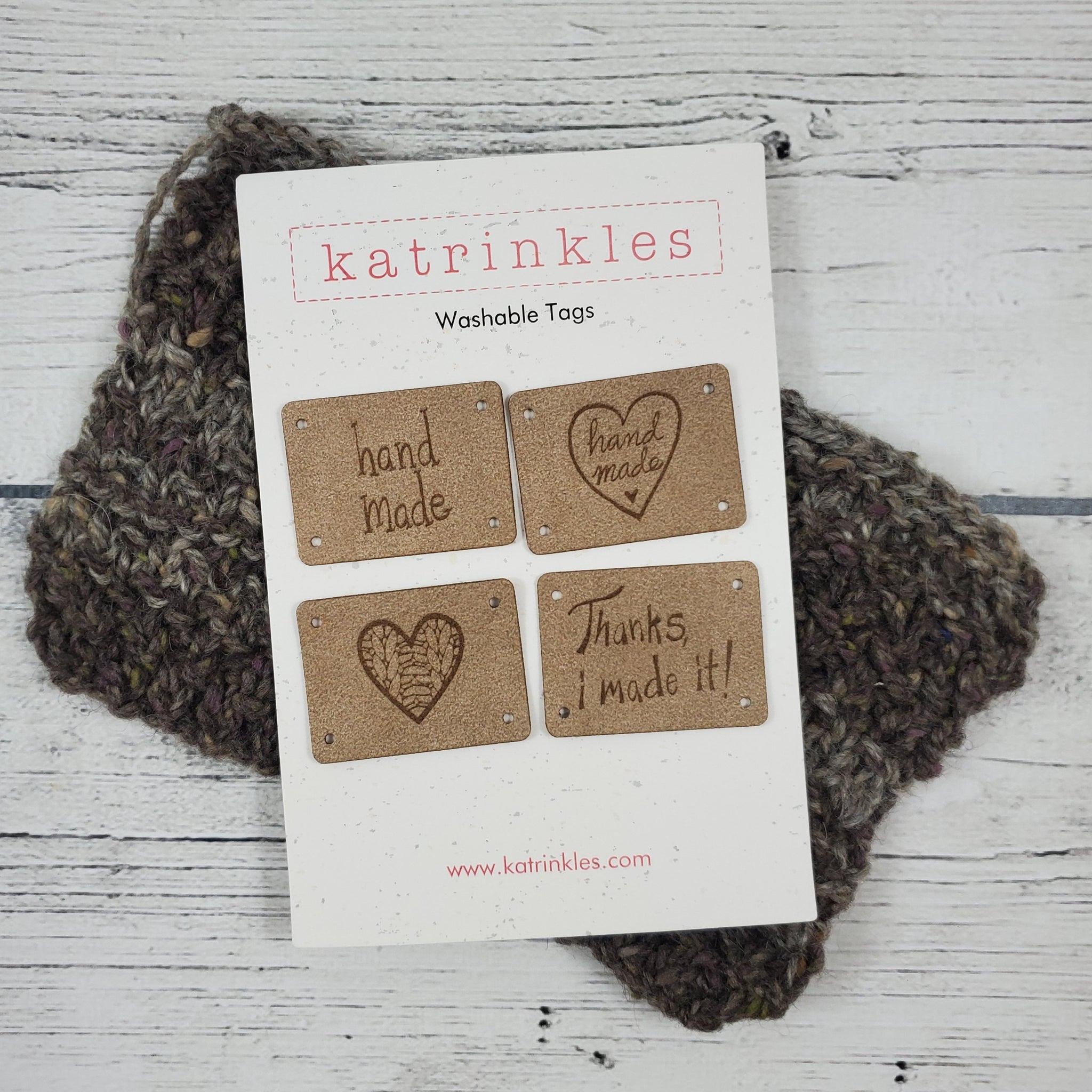 Assorted Hand Made Heart Faux Suede Tags - Card of 4
