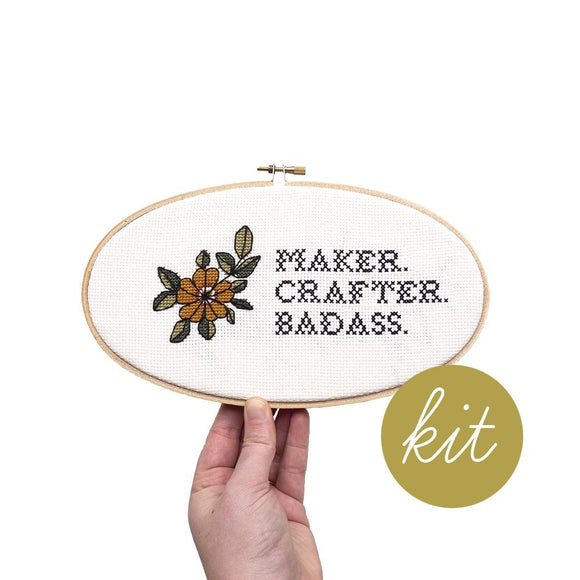 Maker. Crafter. Badass. Cross Stitch Kit