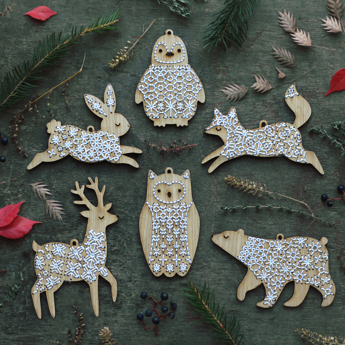 Kiriki DIY Stitched White Oak Ornament Kits