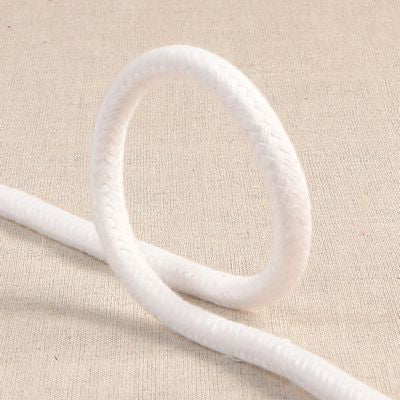 100% Cotton Braided Cord, 6mm, White