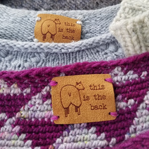 "This Is The Back" Faux Suede Tags