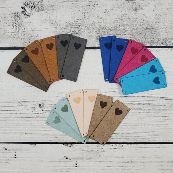 Katrinkles Solid Heart Foldover Faux Suede Tags