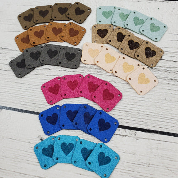 Solid Heart Square Faux Suede Tag Set