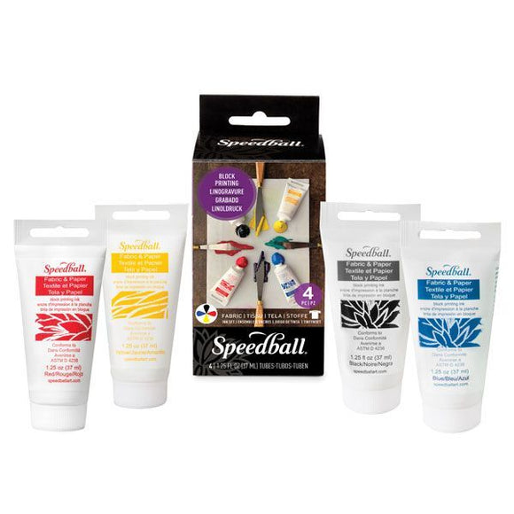 Speedball Four-Color Fabric Block Printing Ink Set