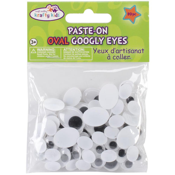 Paste-On Googly Eyes Assorted 10-19mm - 80 pack