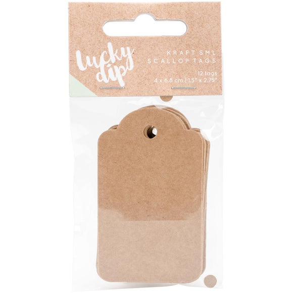 Kraft Small Scallop Tags - 12 pk