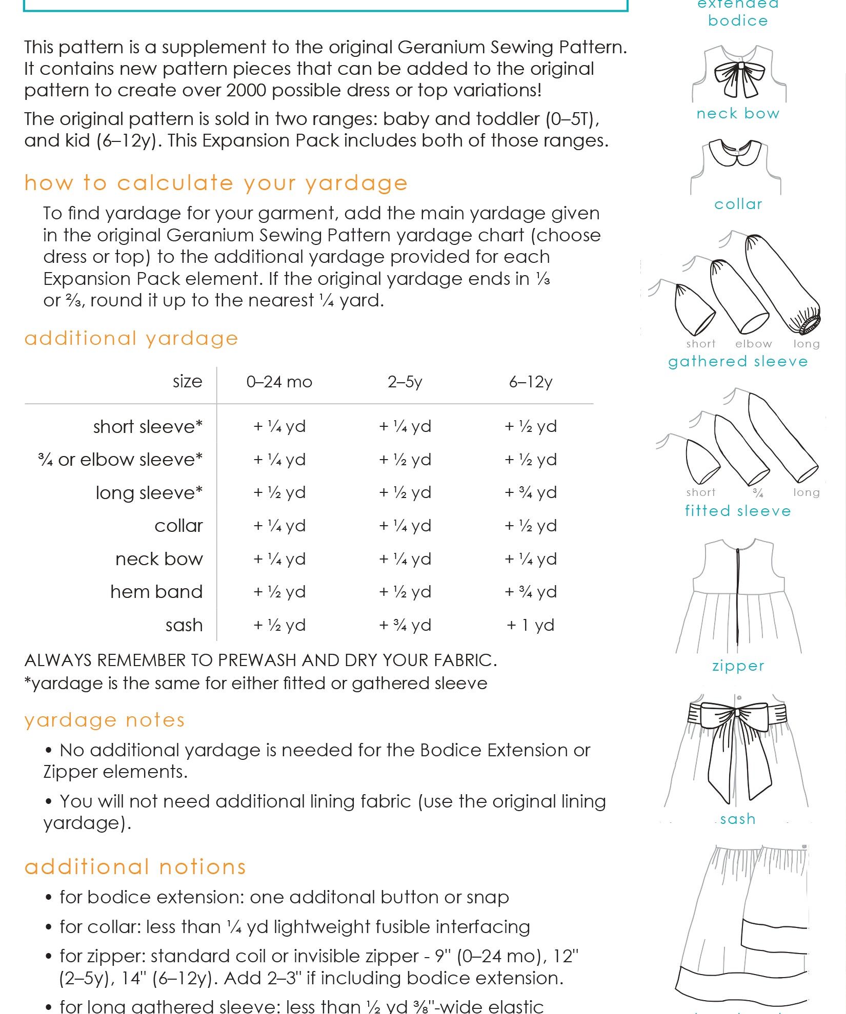 Geranium Dress Expansion Pack (size 0-12)
