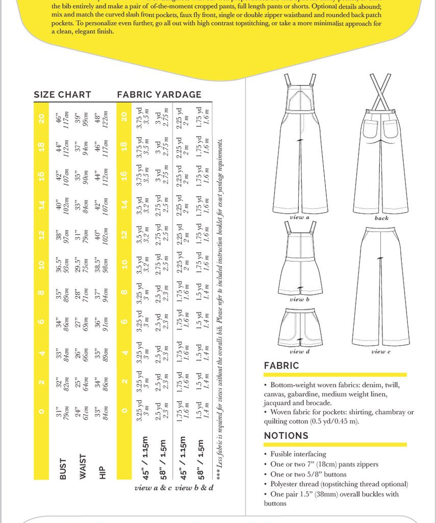 Jenny Trousers & Overall Pattern