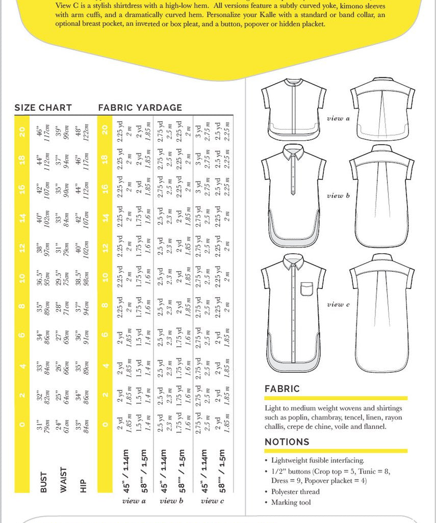 Kalle Shirt & Shirtdress Pattern
