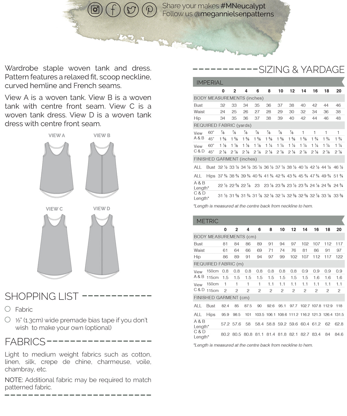 Eucalypt Woven Tank Top & Dress