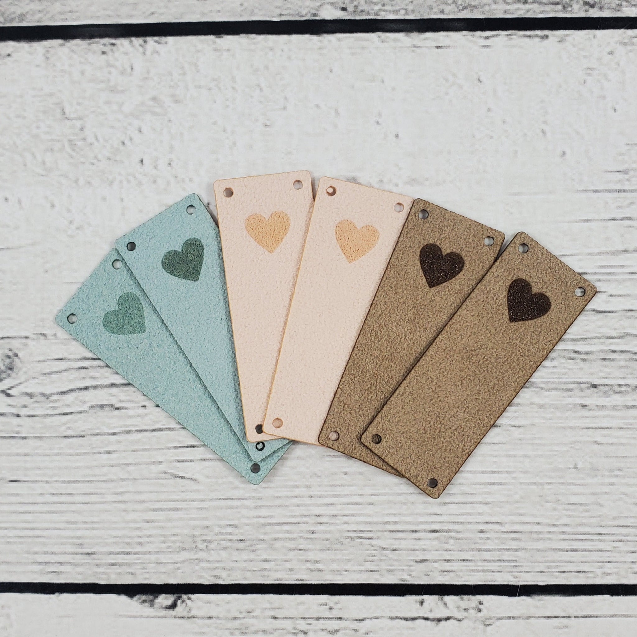 Katrinkles Solid Heart Foldover Faux Suede Tags