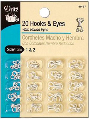 Hooks & Eyes 20ct. sizes 1 & 2