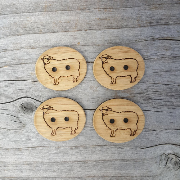 Bamboo Sheep Buttons Two Hole Buttons 1