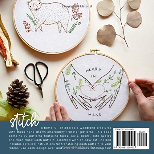 Woodland Stitches: An Embroidery Transfer Pattern Book With Inspirational Quotes and Woodland Designs