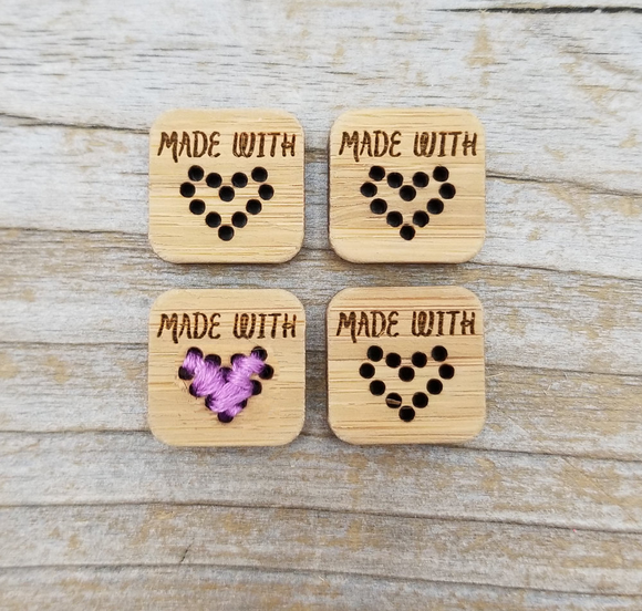 Made with Love Stitchable Heart Bamboo Tags