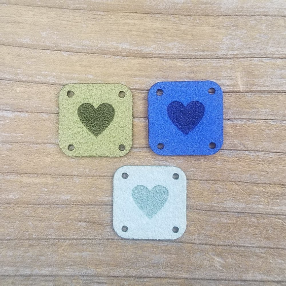Faux Suede Solid Heart Square Single Tags