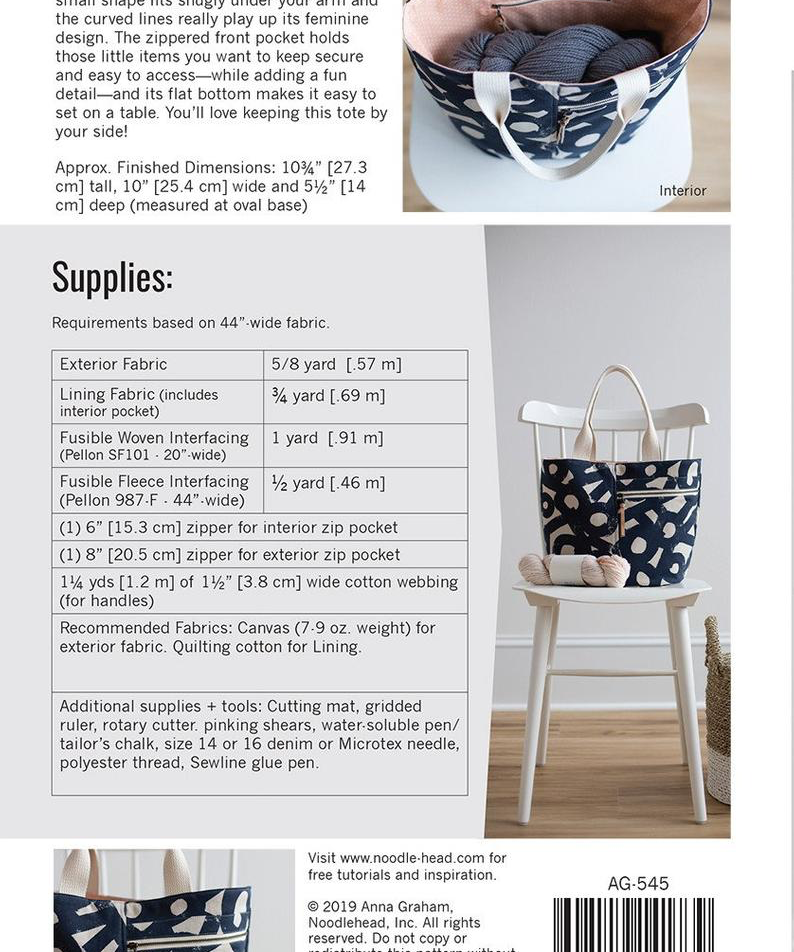 Noodlehead Crescent Tote Pattern