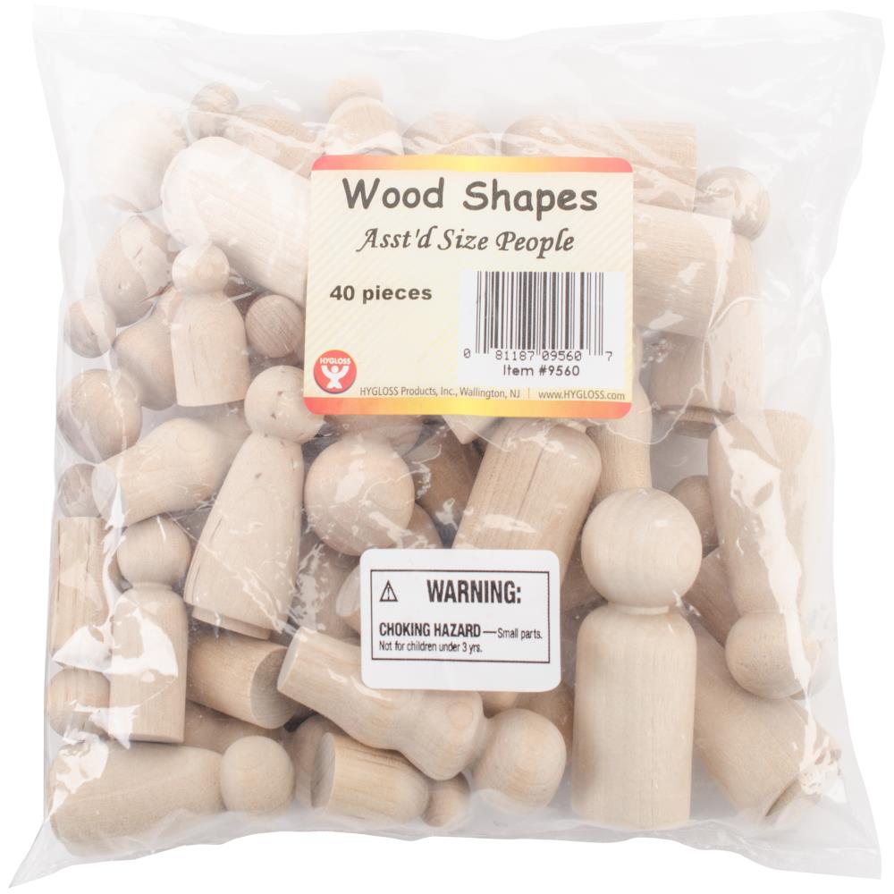 Wood People Assored Sizes 40 pk.